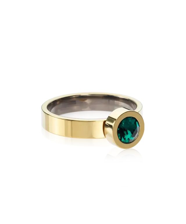 Blomdahl Grand Bezel ring smaragd gull 16 mm nikkelfri