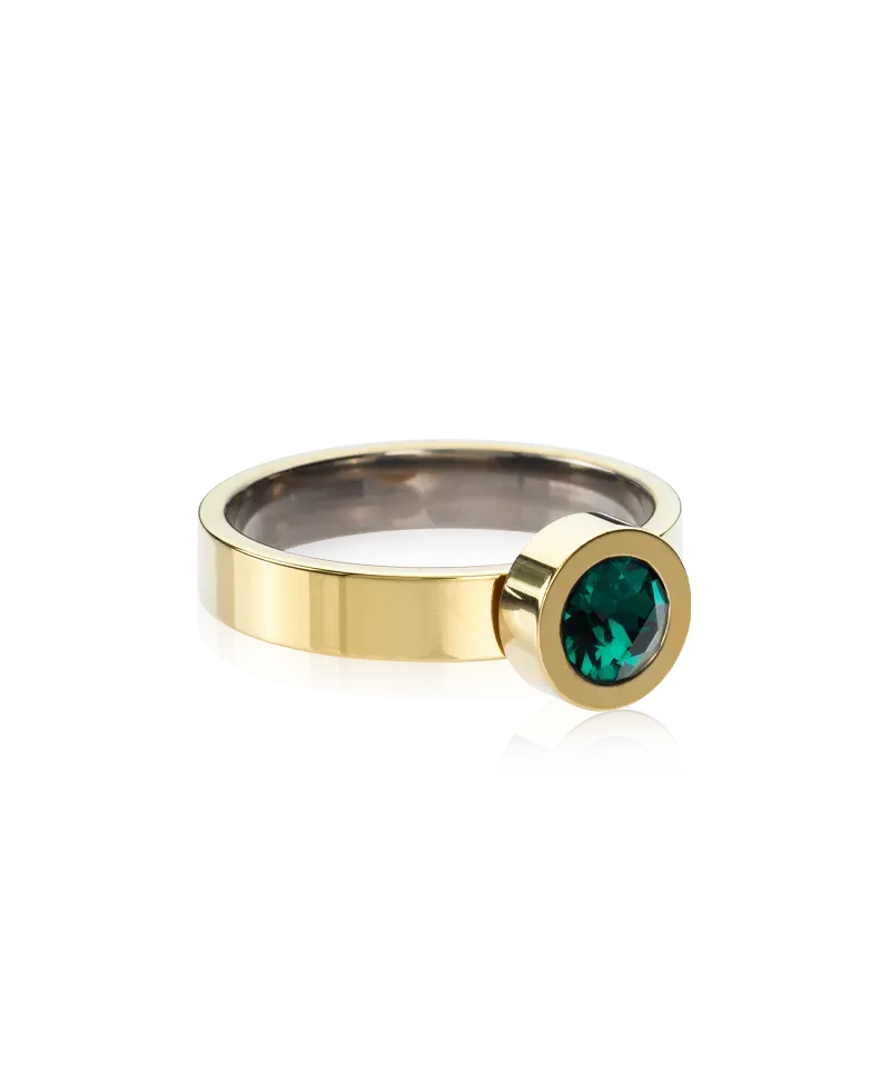 Blomdahl Grand Bezel ring smaragd gull 16 mm nikkelfri
