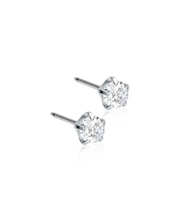 Blomdahl Tiffany Precious øredobber 5 mm sølv CZ White