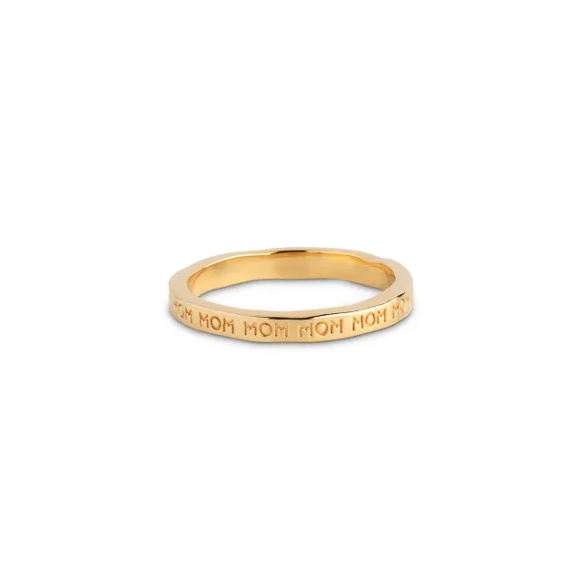 Enamel Mom ring gull smal gravert