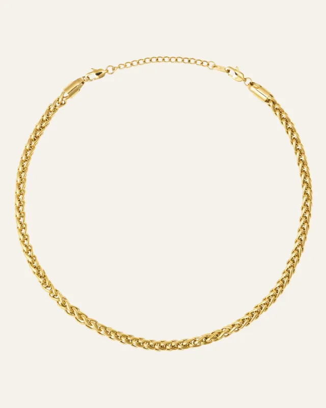 Mockberg Rebel Chain Thin Necklace halskjede gull 450 mm