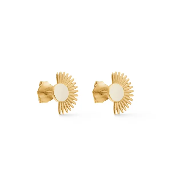 Enamel Soleil Daisy studs øredobber 11 mm gull hvit
