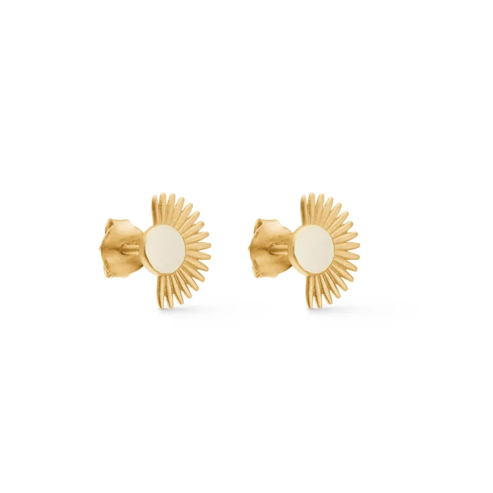 Enamel Soleil Daisy studs øredobber 11 mm gull hvit