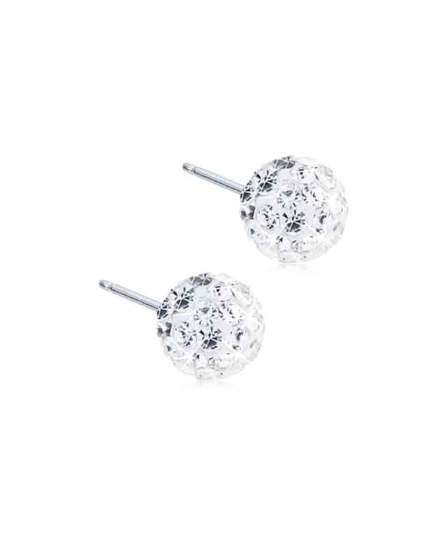 Blomdahl Crystal Ball øredobber hvit titan 6 mm nikkelfri
