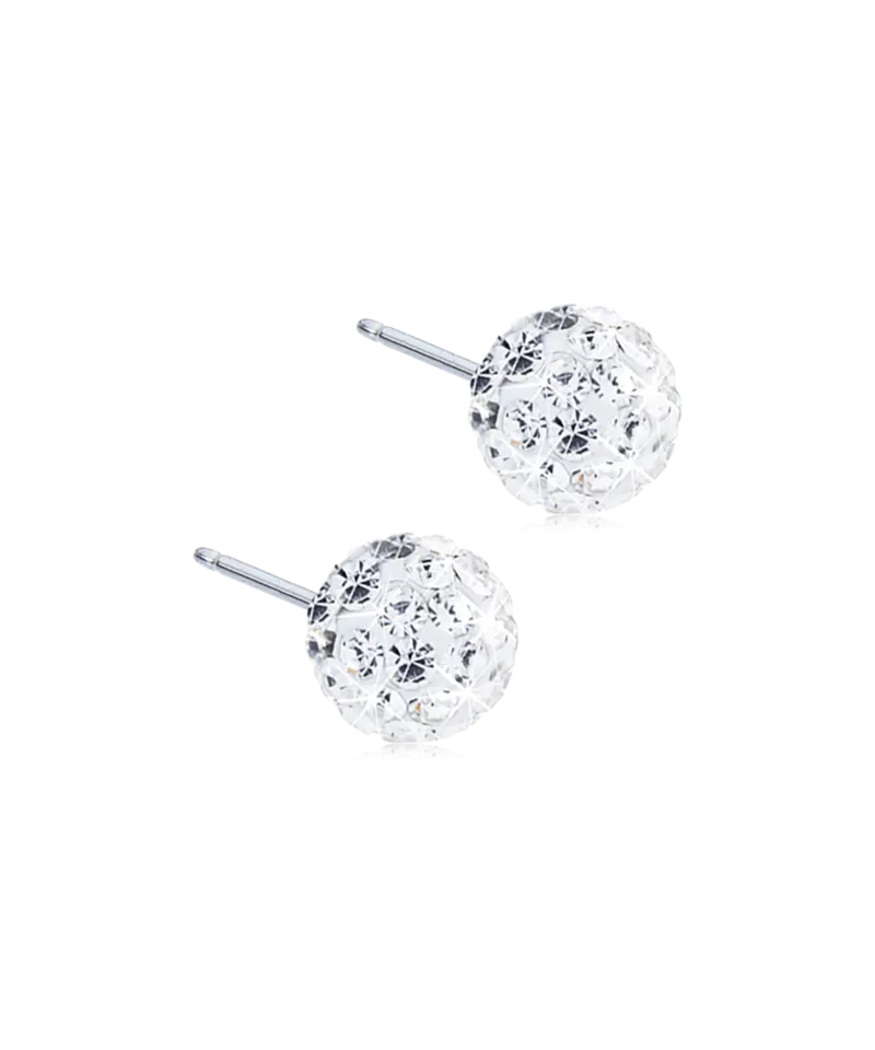 Blomdahl Crystal Ball øredobber hvit titan 6 mm nikkelfri