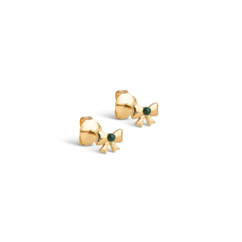 Enamel Copenhagen Baby Bow øredobber petrolgrønn 6x4 mm forgylt