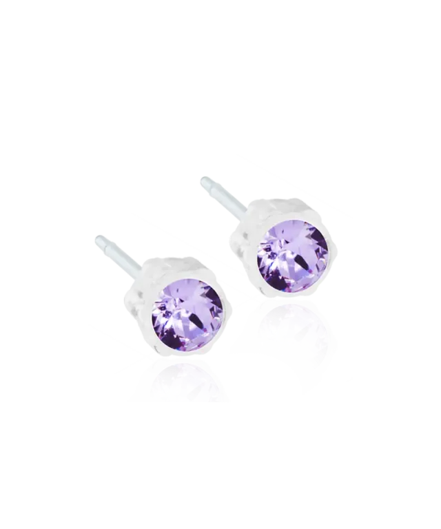 Blomdahl Bezel øredobber violet 4 mm nikkelfrie