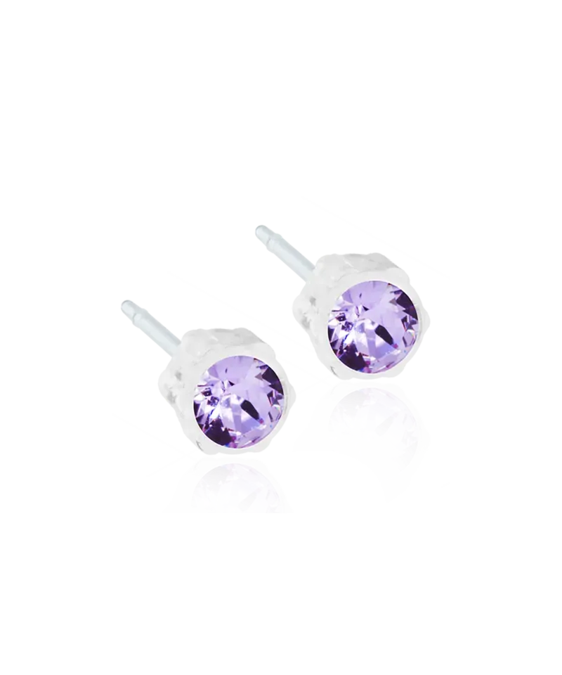 Blomdahl Bezel øredobber violet 4 mm nikkelfrie