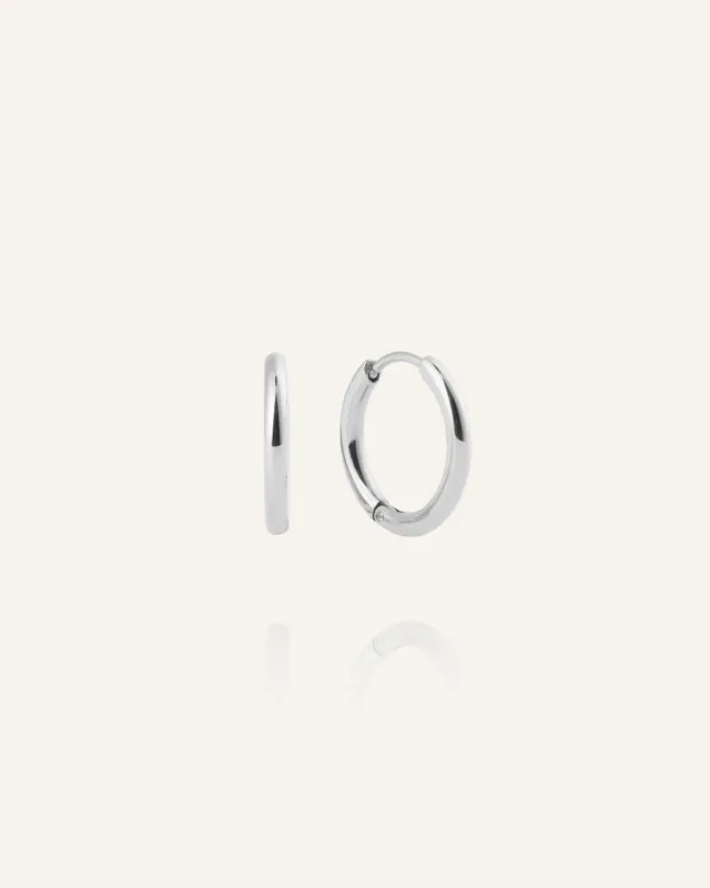 Mockberg Slim Small Hoops øredobber sølv 13 mm stål