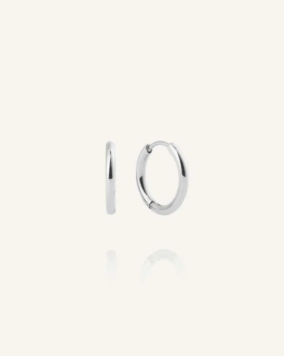 Mockberg Slim Small Hoops øredobber sølv 13 mm stål