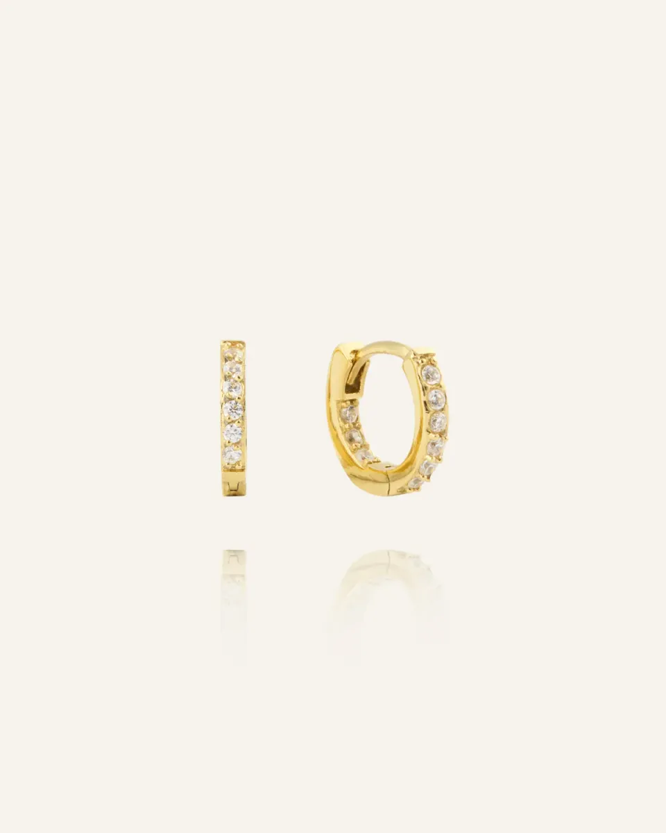 Mockberg Sparkle Mini Hoops øredobber gull 11 mm zirconia