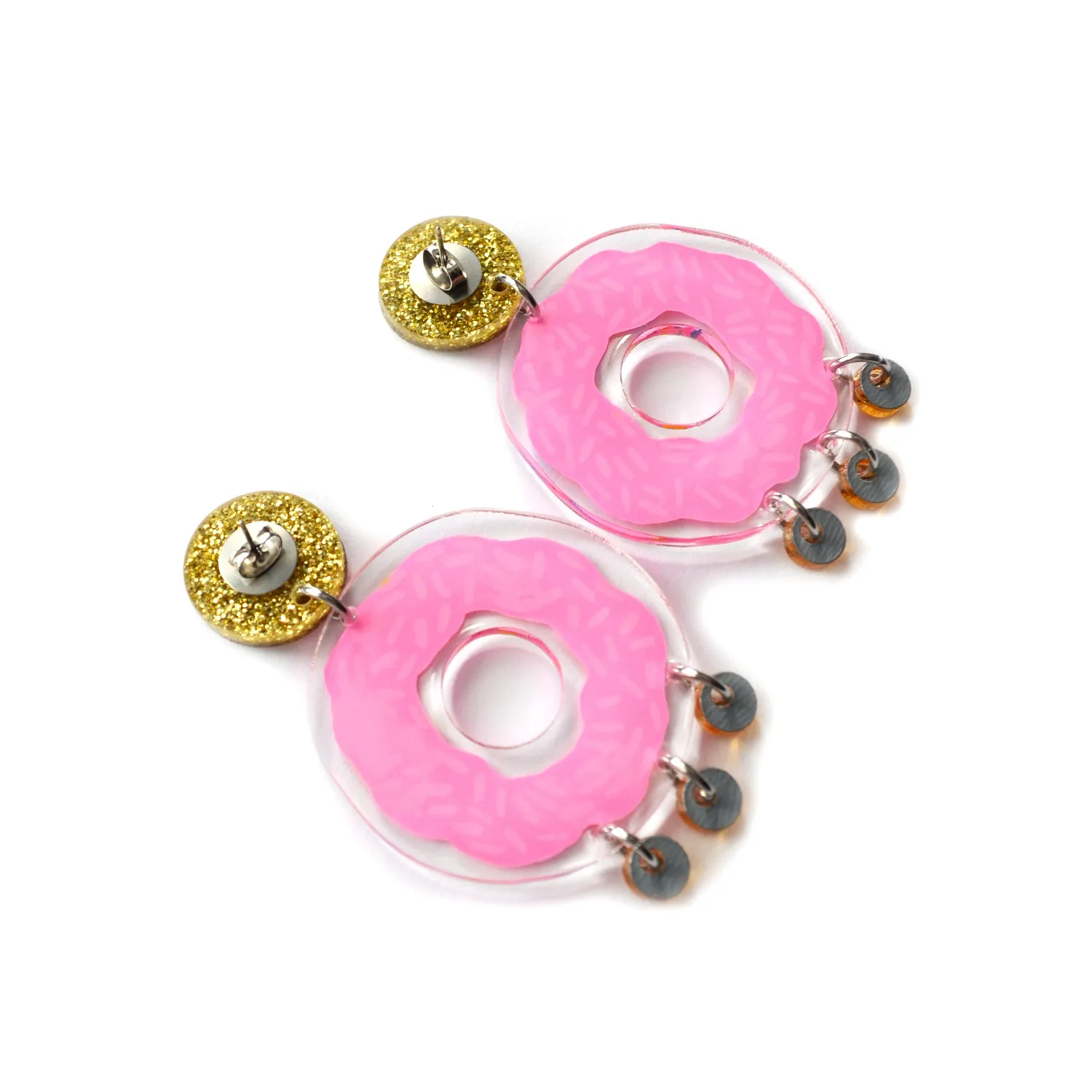 BooandBooFactory Pink Gold Donut øredobber smultring rosa