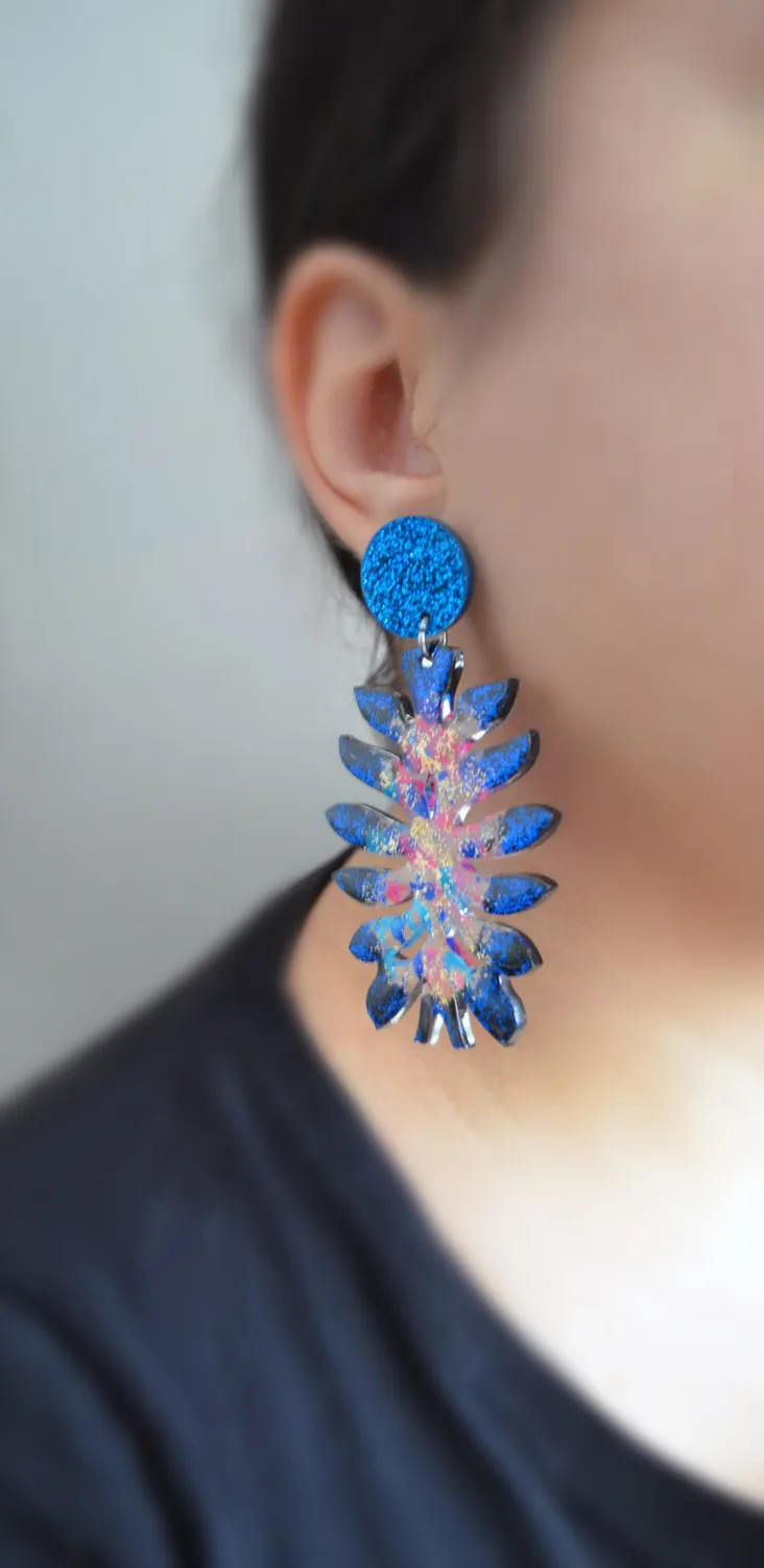 BooandBooFactory Space Flower statement øredobber glitter