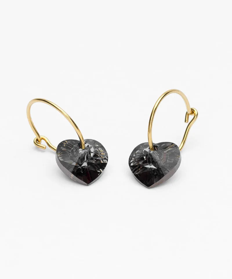 Blomdahl Pendant Heart øredobber black diamond gull 14 mm