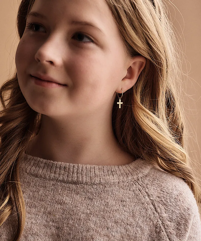 Blomdahl Ear Ring øredobber 14 mm Cross gullfarget
