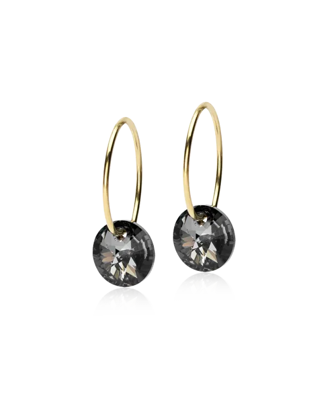 Blomdahl Pendant Round øredobber black diamond gullfarget titan