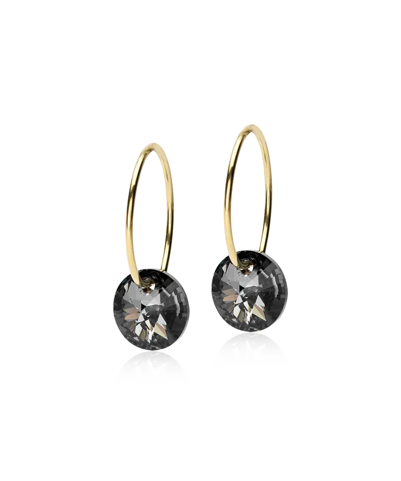 Blomdahl Pendant Round øredobber black diamond gullfarget titan