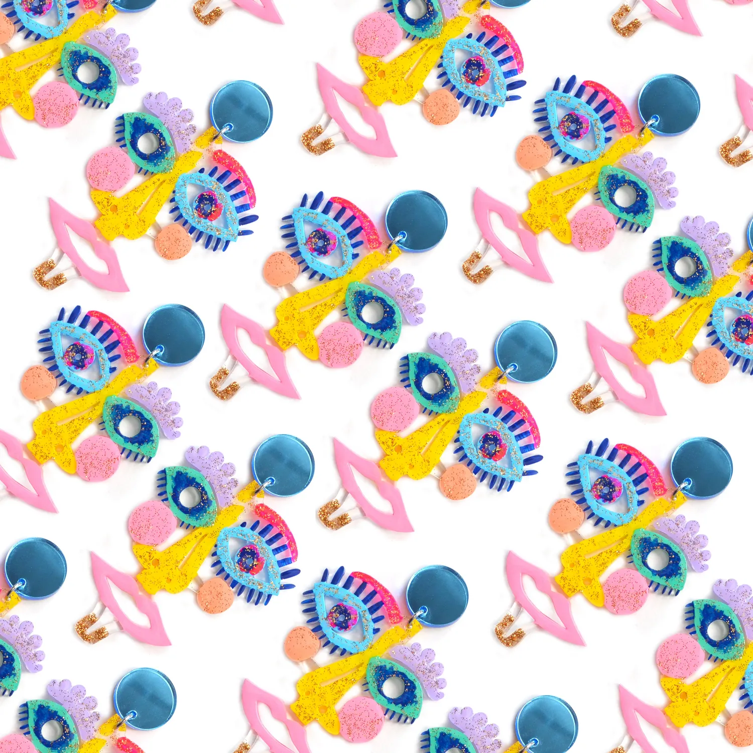 BooandBooFactory Face øredobber pastell abstrakt
