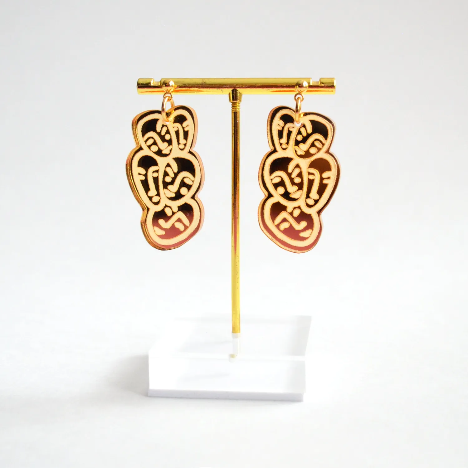 BooandBooFactory Gold Small Face øredobber gull