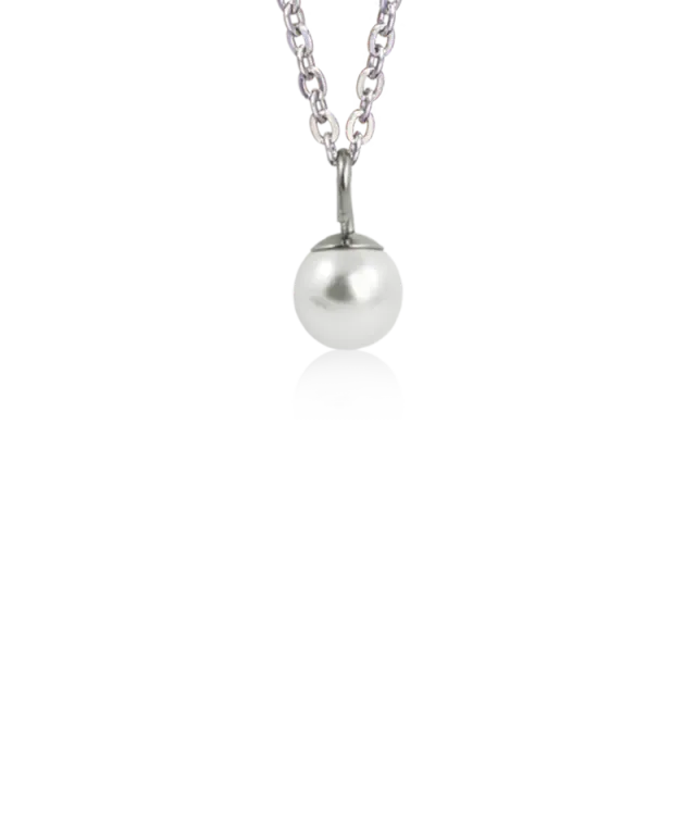Blomdahl Pearl halskjede 6 mm white sølvfarget hudvennlig