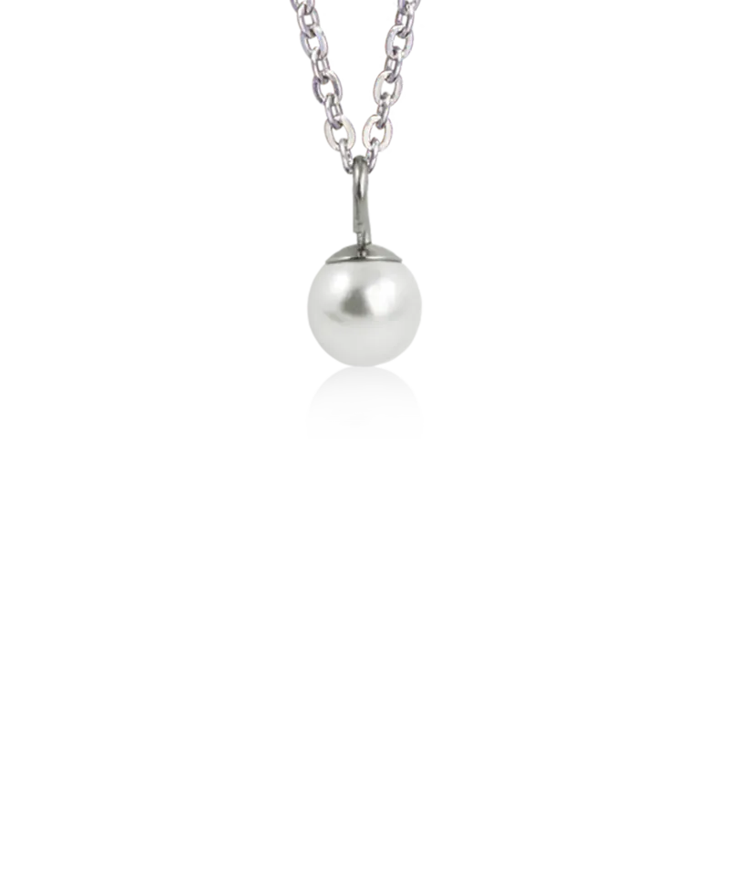Blomdahl Pearl halskjede 6 mm white sølvfarget hudvennlig