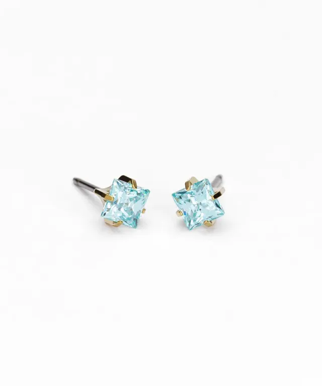 Blomdahl Tiffany Edge øredobber cz aquamarine 5 mm gullfarget