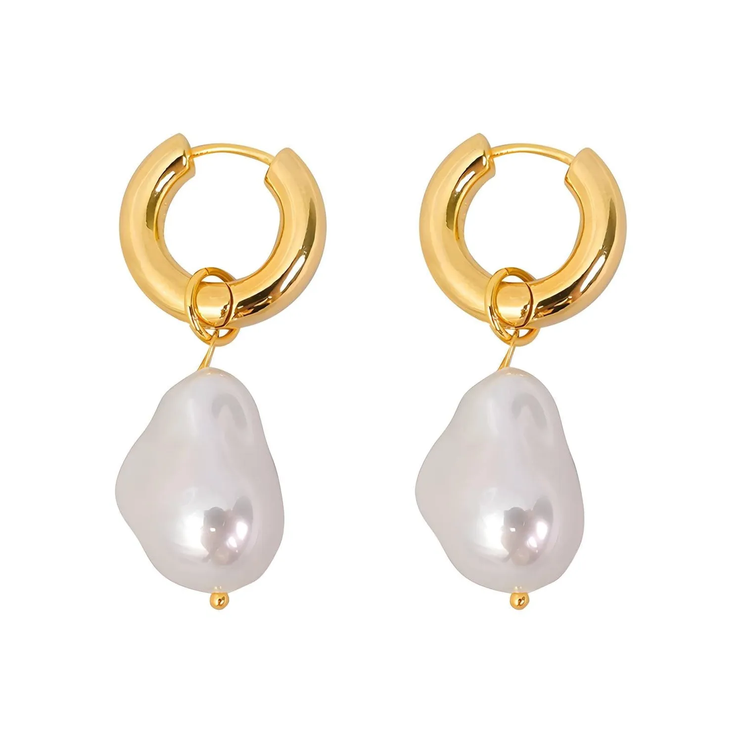 Mea Nani Isla Pearl Hoops øredobber gull perle