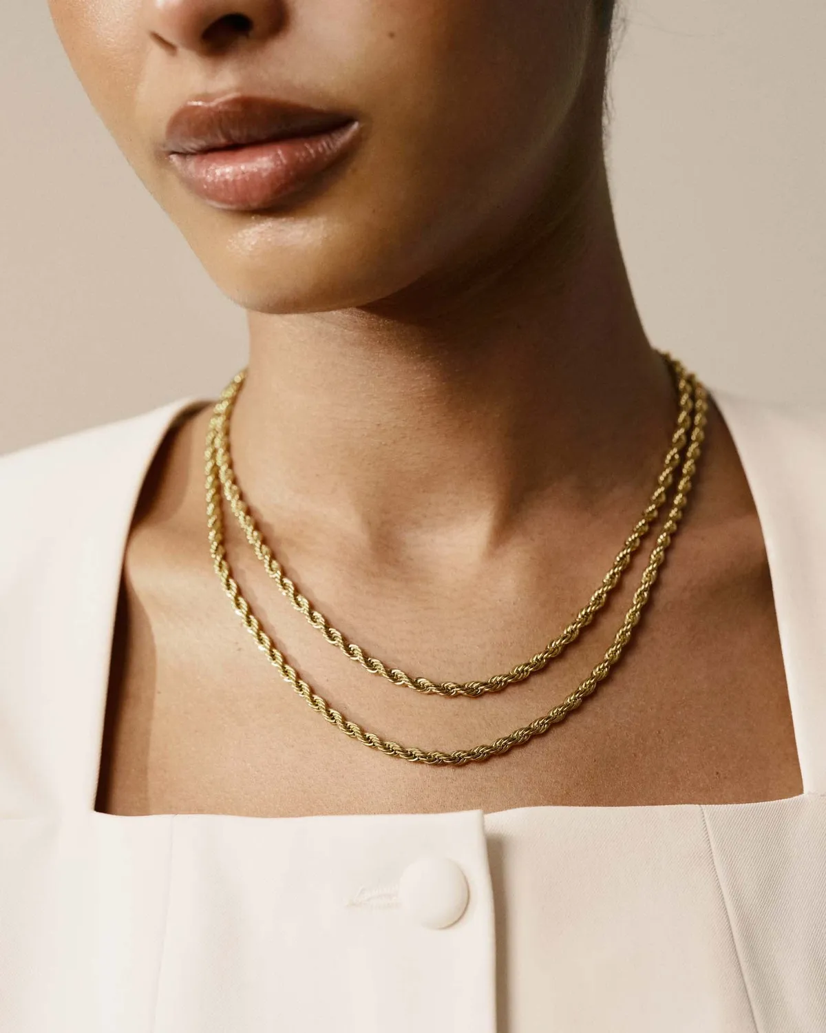Mockberg Bold Rope Chain Necklace kjede gull 450 mm