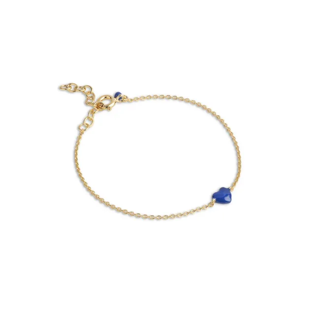 Enamel Amore Indigo armbånd 18 cm forgylt sølv hjerte