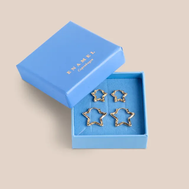 Enamel Organic Star Duo gavesett gull 2 par stjerner