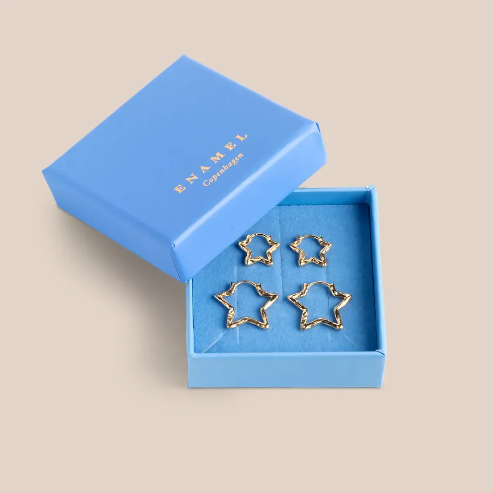 Enamel Organic Star Duo gavesett gull 2 par stjerner