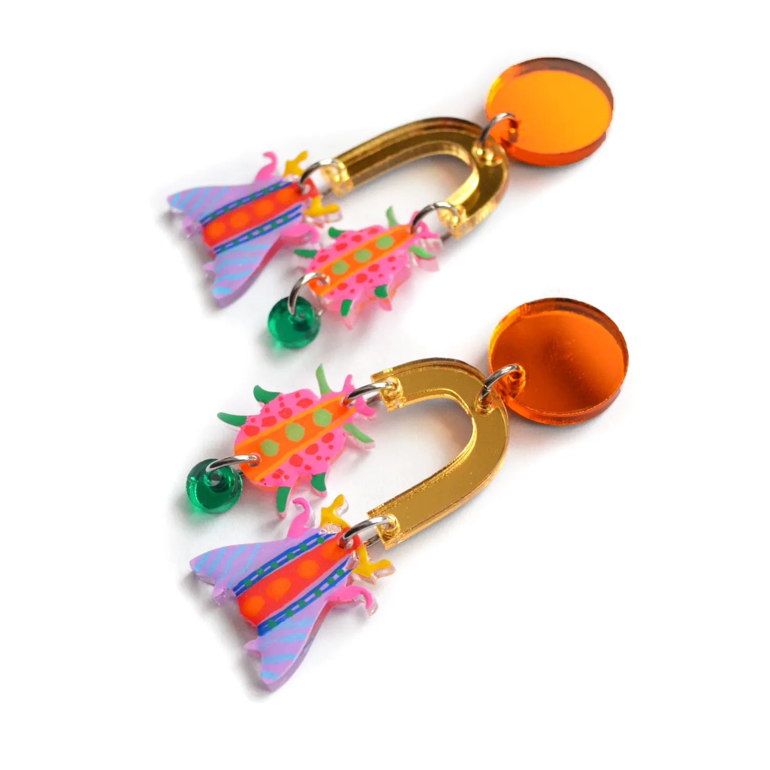 BooandBooFactory Orange Arch Insect øredobber 64 mm