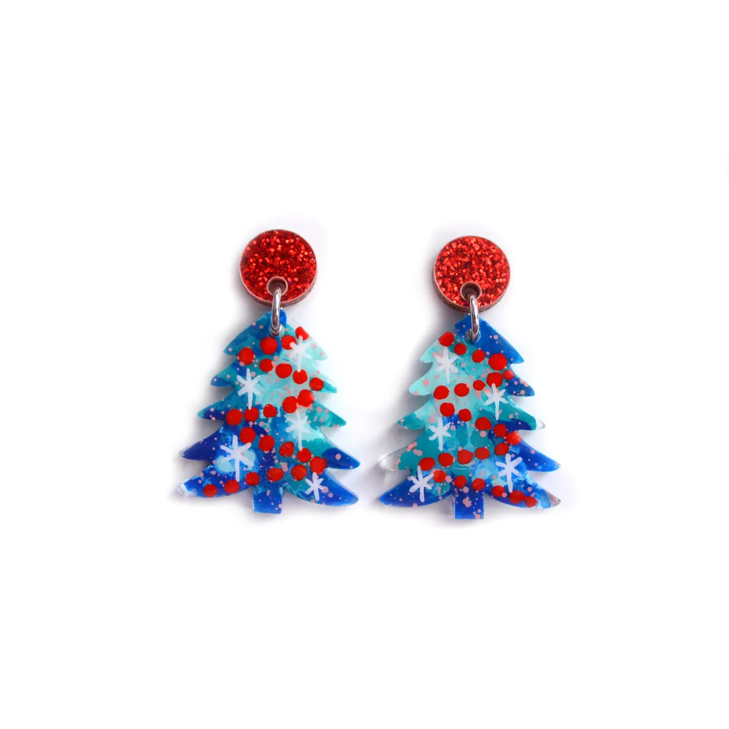 BooandBooFactory Christmas Tree øredobber blå rød