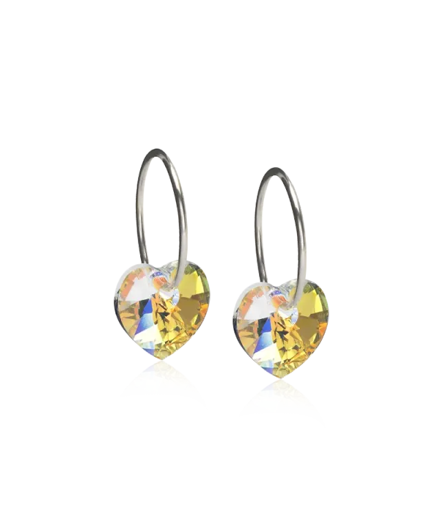 Blomdahl Ear Ring Pendant Heart øredobber 14 mm rainbow titan