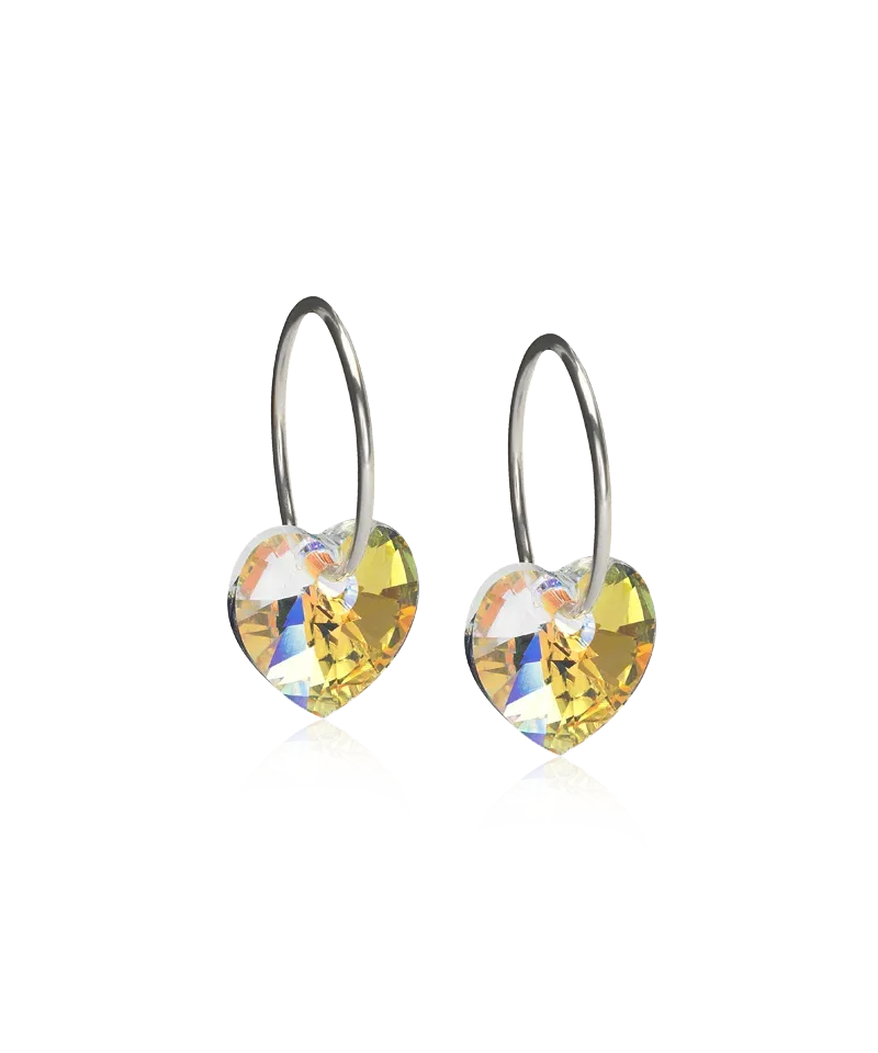 Blomdahl Ear Ring Pendant Heart øredobber 14 mm rainbow titan