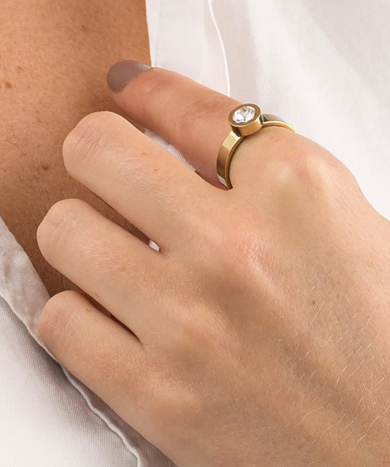Blomdahl Grand Bezel ring crystal gull nikkelfri