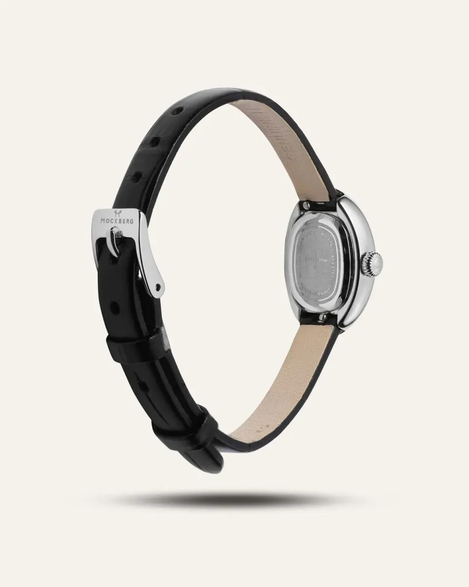 Mockberg Strap Belle Oval Petite Leather klokkerem svart 200 mm