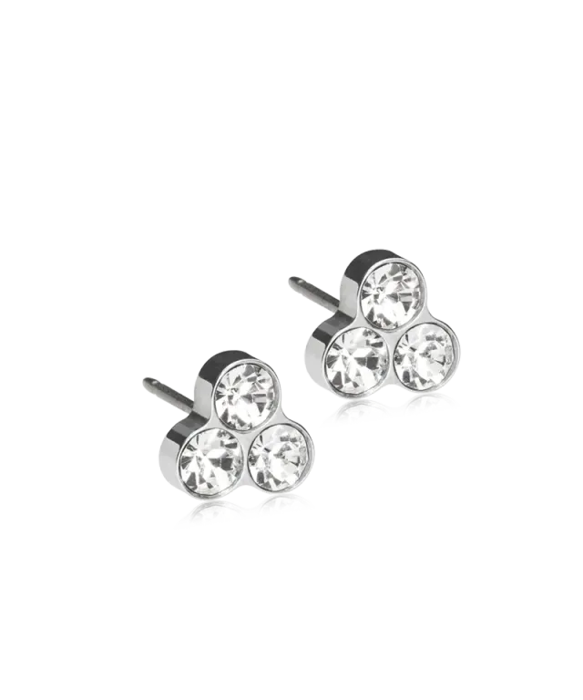 Blomdahl Clover øredobber 6 mm crystal sølvfarget