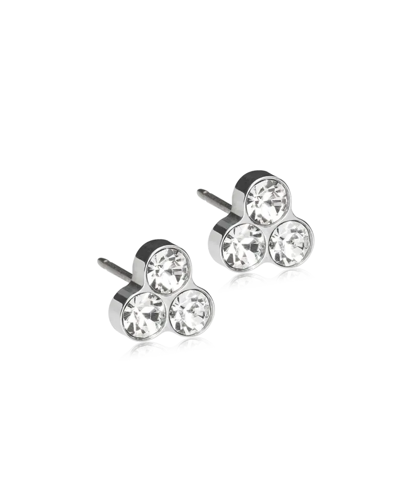 Blomdahl Clover øredobber 6 mm crystal sølvfarget