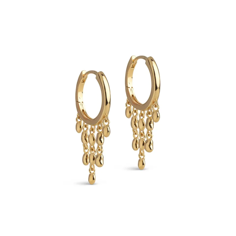 Enamel Nara Rain hoops 29 mm forgylt par