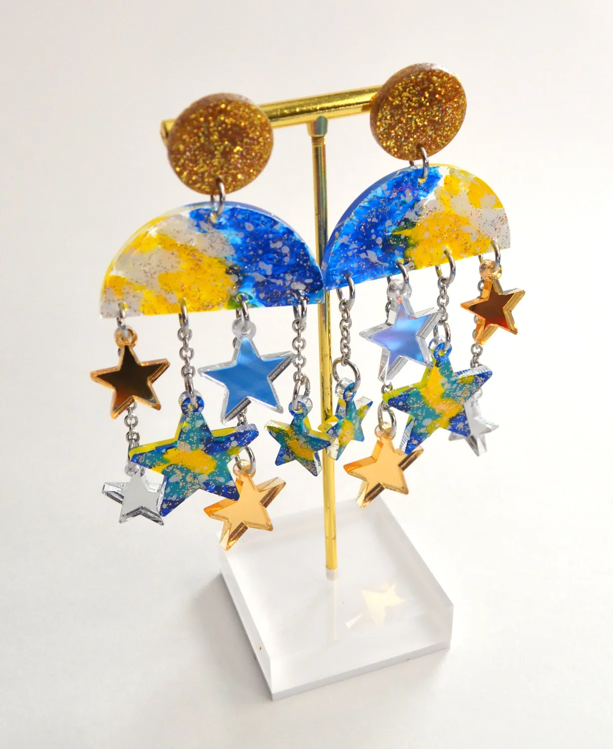 BooandBooFactory Cloud Moon Star øredobber 1 par kjede