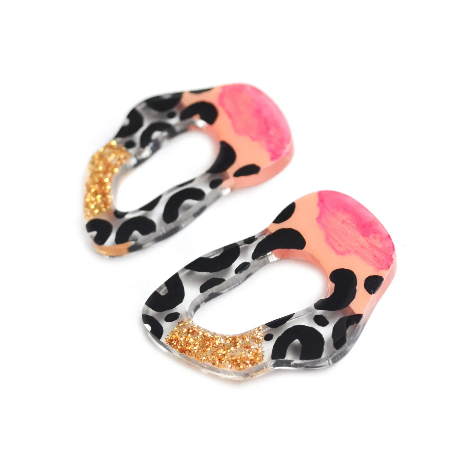 BooandBooFactory Leopard Squiggle hoop øredobber resin