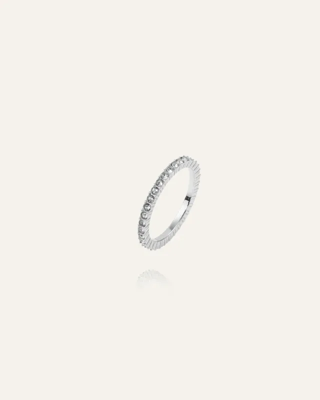 Mockberg Shiny Ring sølv 1,8 mm zirconia stablering
