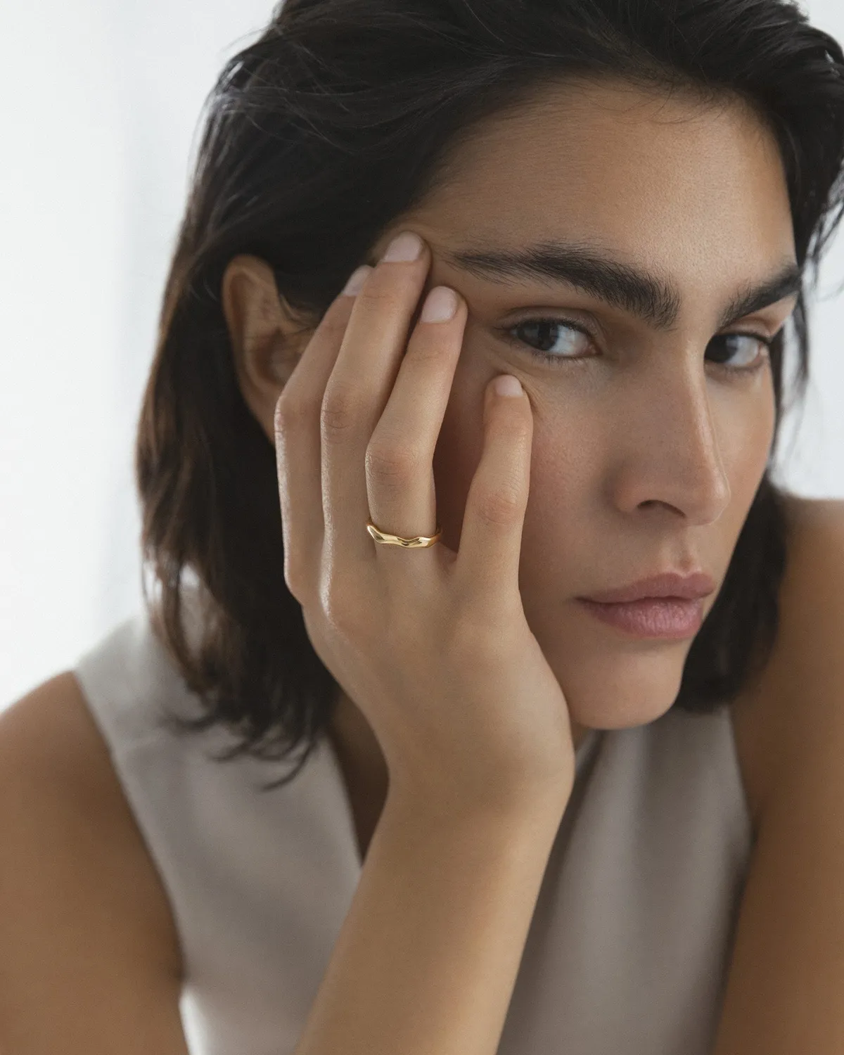 Mockberg Wavy Petite ring gull str 52 bølgete
