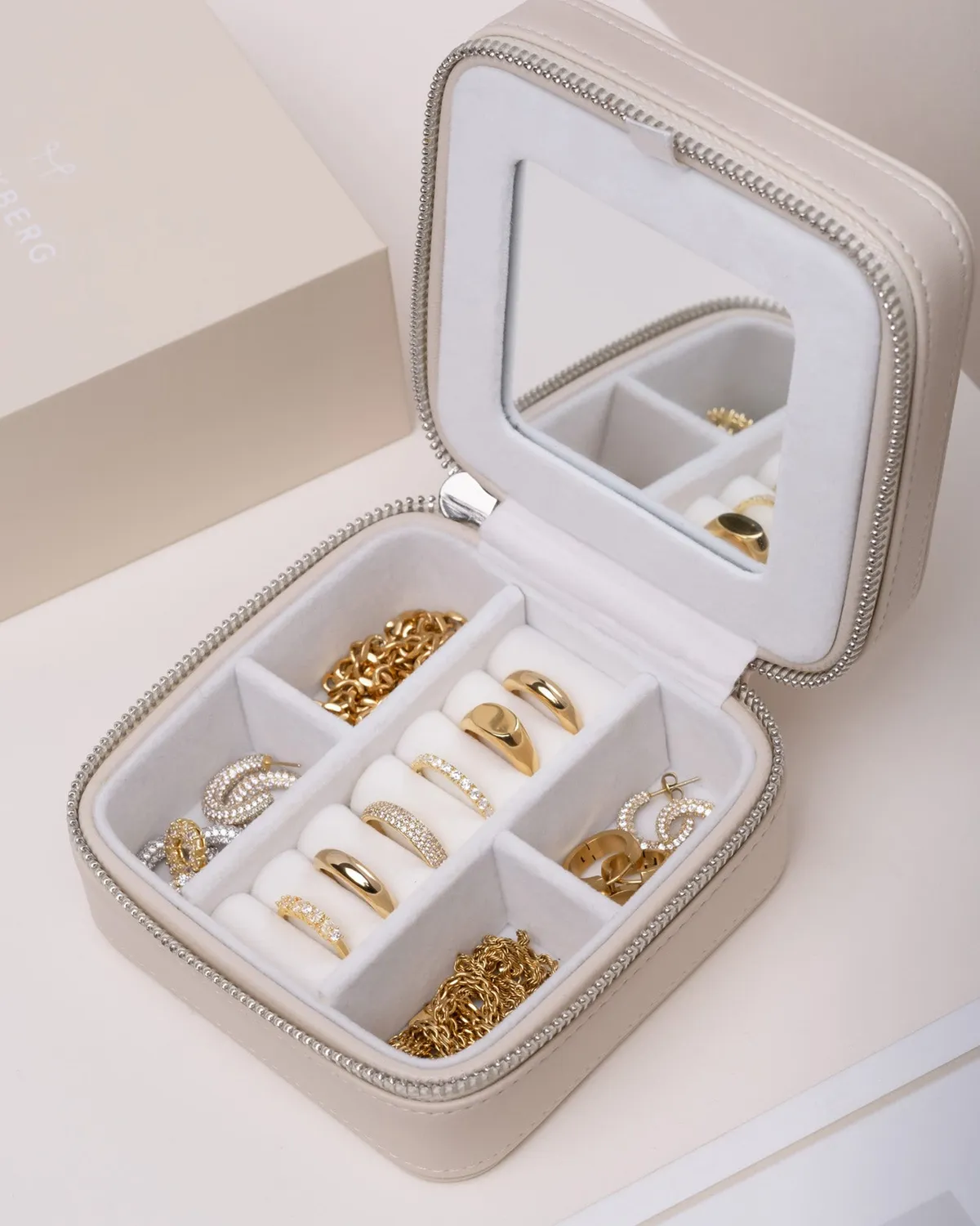 Mockberg Small Beige smykkeskrin vegansk skinn