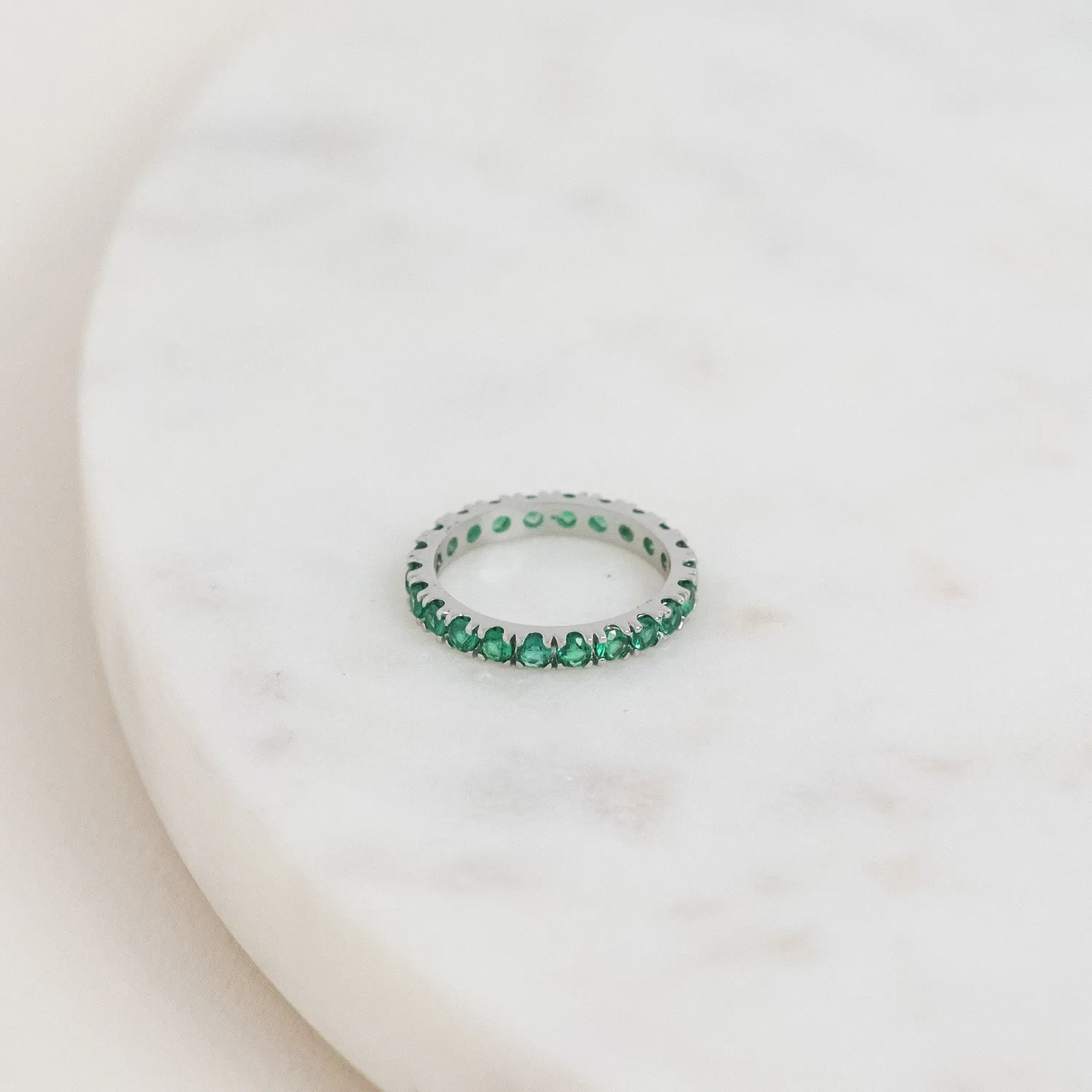 Mockberg Elipse ring sølv grønn 52 stacking