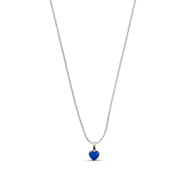 Enamel Amore halskjede 45+5 cm indigo hjertesmykke