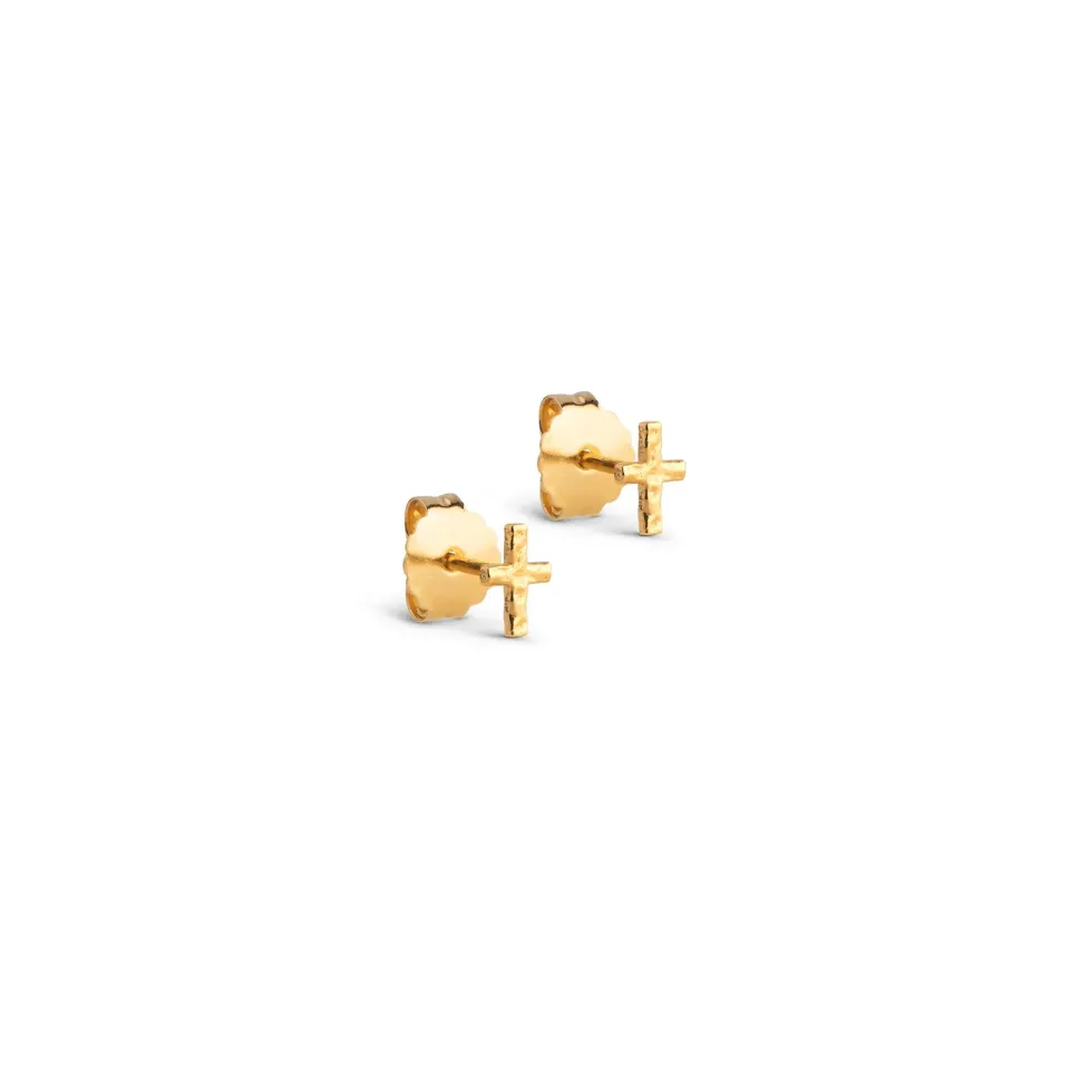 Enamel Protective Cross studs gull 6 mm