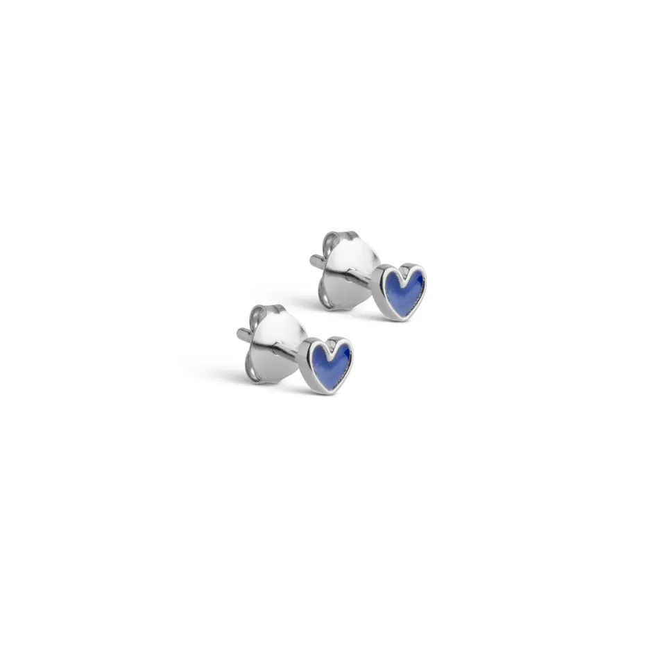Enamel Amore øredobber 4 mm indigo hjerte
