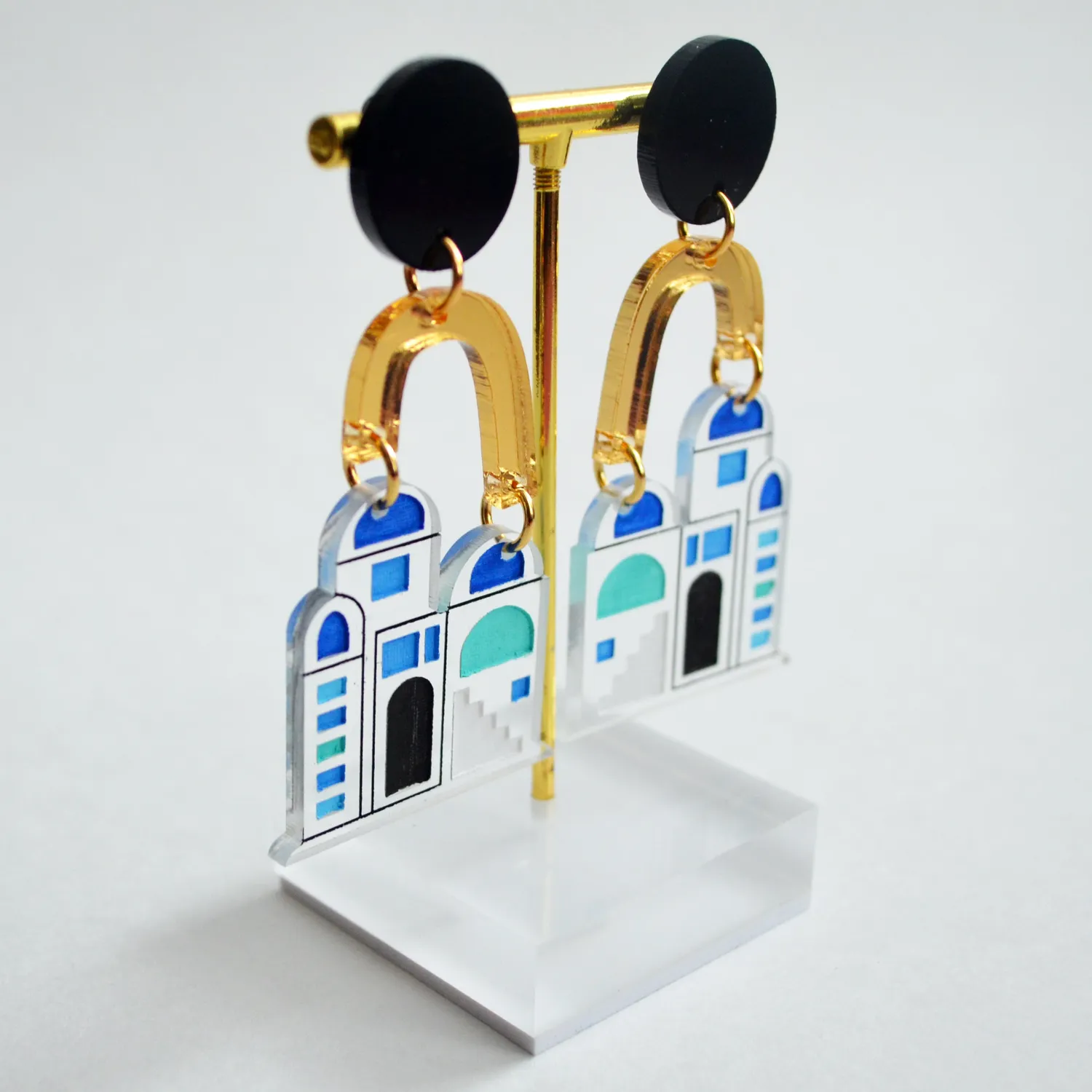 BooandBooFactory Greek Arch øredobber blå svart